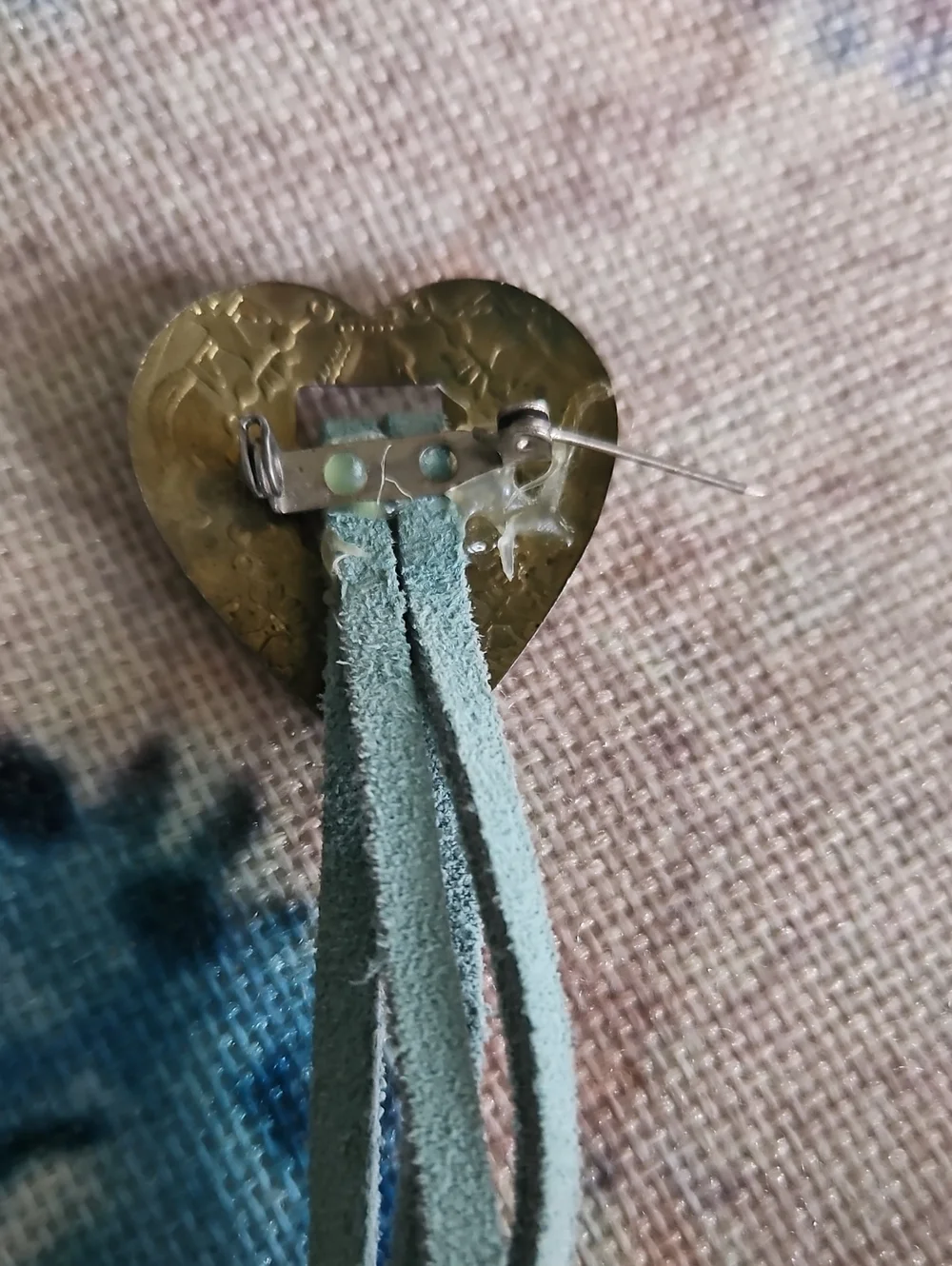 Vintage Brass Heart Tassel Pendant